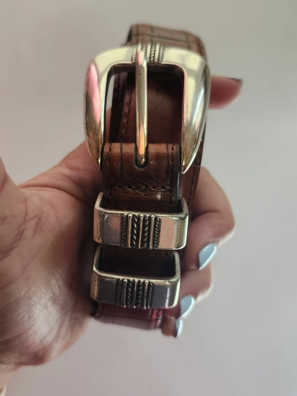 Vintage Jos A. Bank brown alligator embossed fine italian leather belt size 42